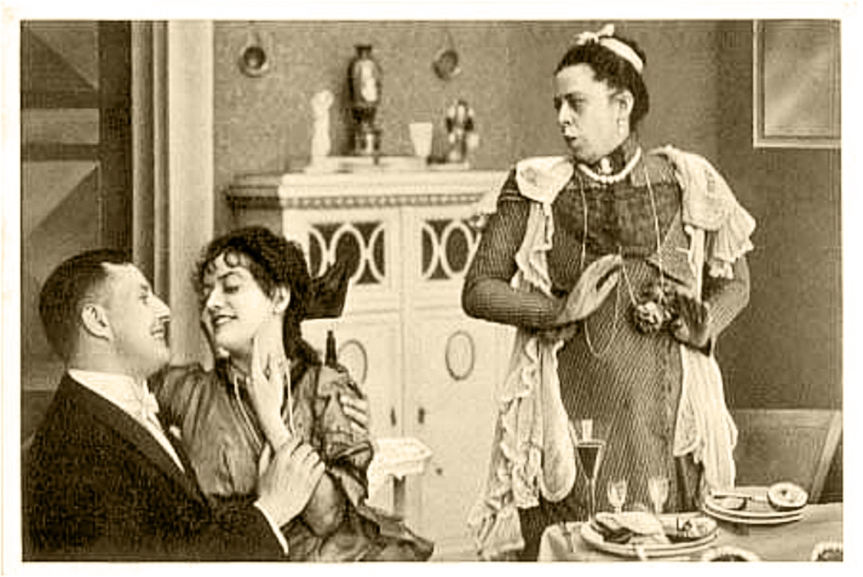Bruno Kastner, Dorrit Weixler und Frida Richard im Stummfilm %22Dorittchens Vergnügungsreise%22 von Paul Heidemann. Oliver-Film, 1921